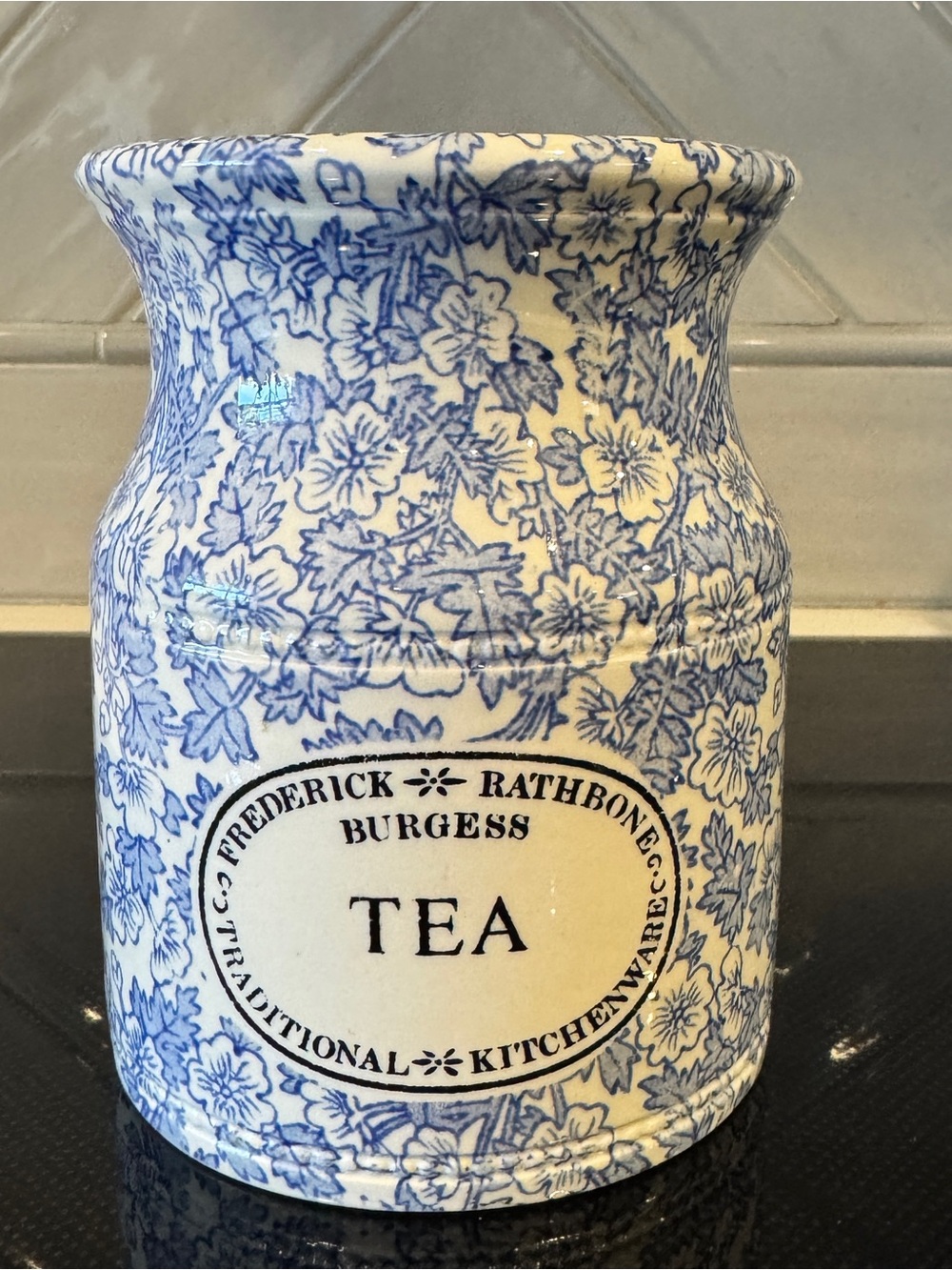 Burges Blue Floral Tea Storage Jar - Blue and White